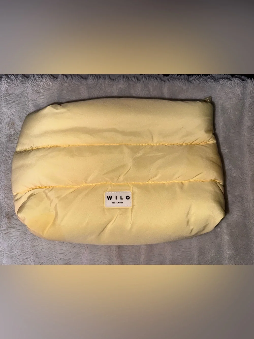 Wilo yellow cosmetic puffer bag